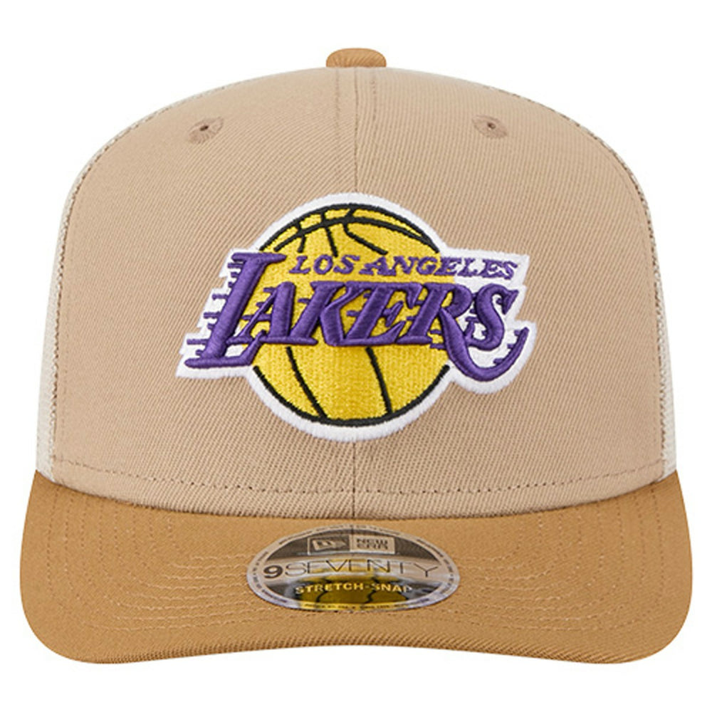 New Era Los Angeles Lakers Two-Tone 9SEVENTY Adjustable Trucker Hat Tan/Light Brown