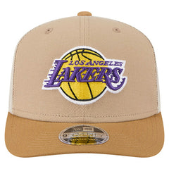 New Era Los Angeles Lakers Two-Tone 9SEVENTY Adjustable Trucker Hat Tan/Light Brown
