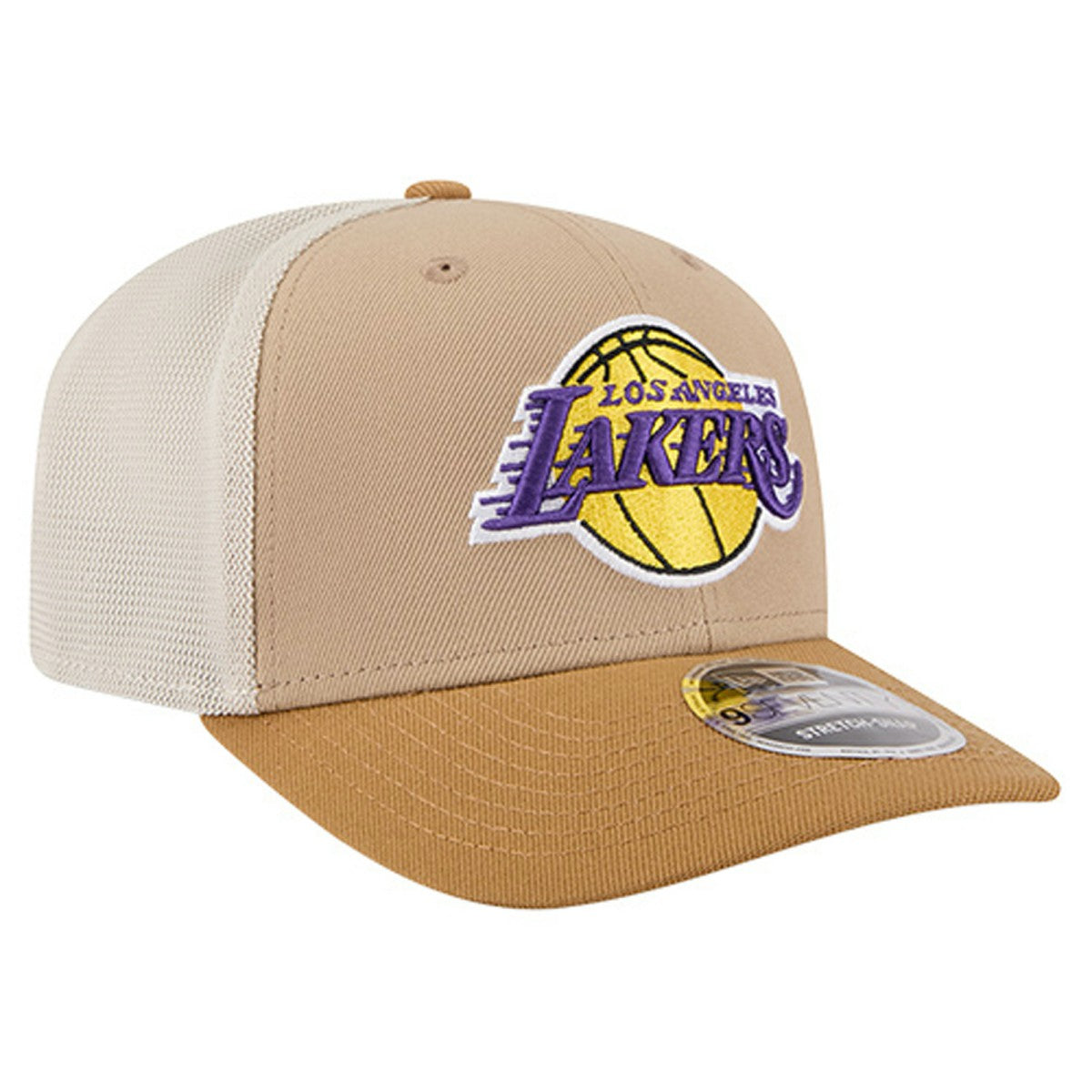 New Era Los Angeles Lakers Two-Tone 9SEVENTY Adjustable Trucker Hat Tan/Light Brown