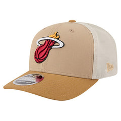 New Era Miami Heat Two-Tone 9SEVENTY Adjustable Trucker Hat Tan/Light Brown