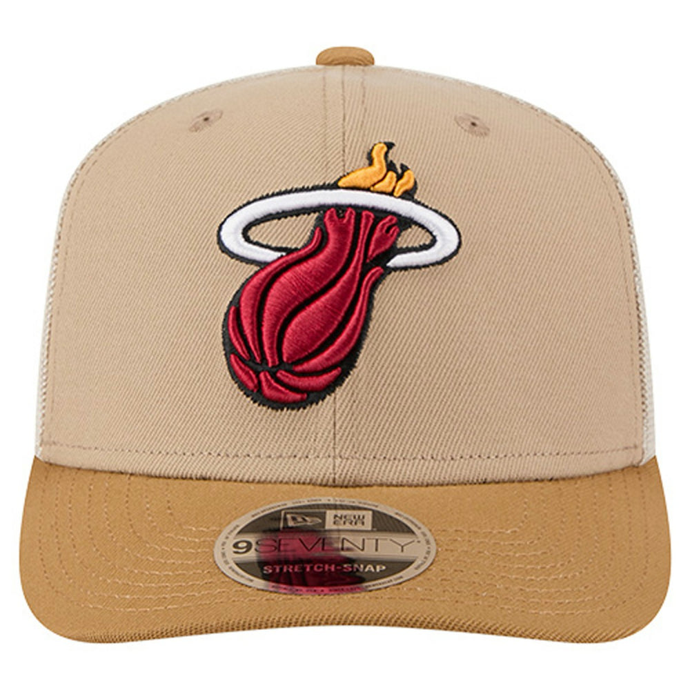 New Era Miami Heat Two-Tone 9SEVENTY Adjustable Trucker Hat Tan/Light Brown