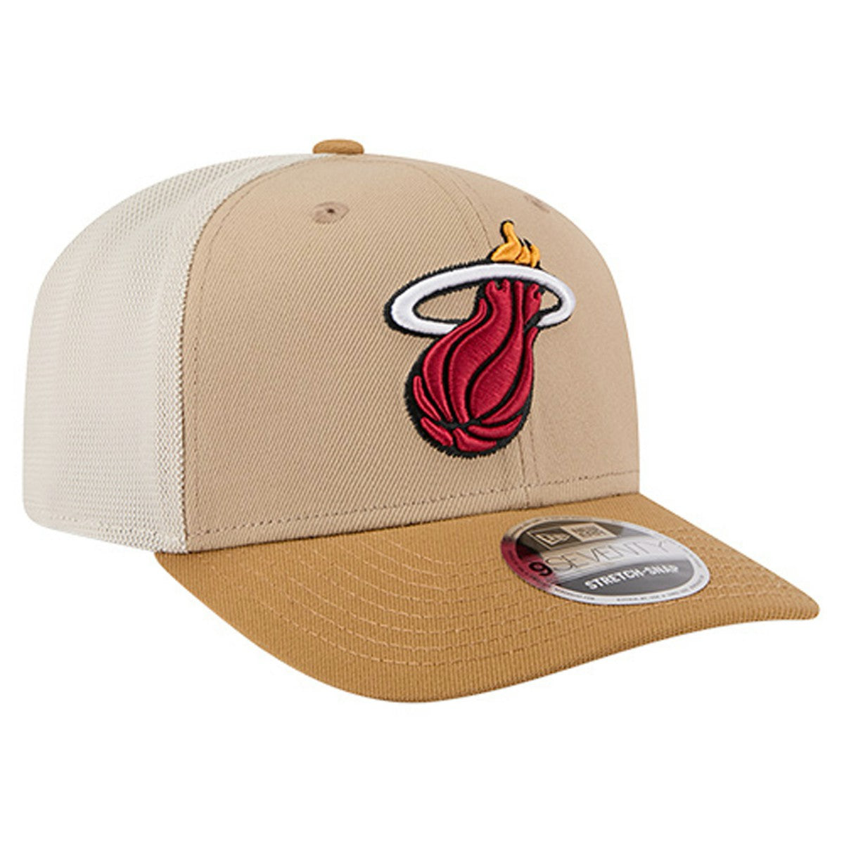 New Era Miami Heat Two-Tone 9SEVENTY Adjustable Trucker Hat Tan/Light Brown