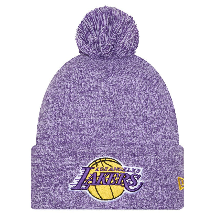 New Era Los Angeles Lakers Marled Cuffed Knit Hat with Pom Purple