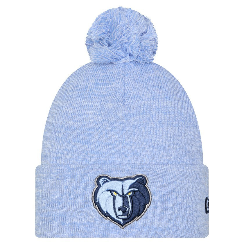 New Era Memphis Grizzlies Marled Cuffed Knit Hat with Pom Light Blue