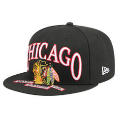 Chicago Blackhawks New Era Oversized Vintage Arch 59Fifty Fitted Hat - Black | New Era on sale
