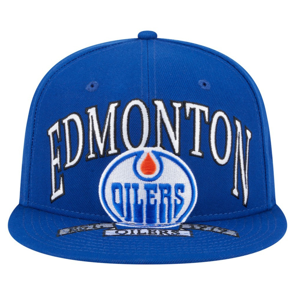 Edmonton Oilers New Era Oversized Vintage Arch 59Fifty Fitted Hat - Royal | New Era Clearance