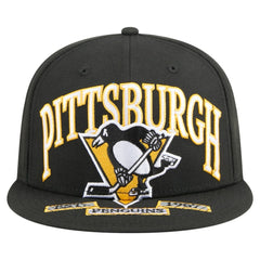 Pittsburgh Penguins New Era Oversized Vintage Arch 59Fifty Fitted Hat - Black | New Era Clearance