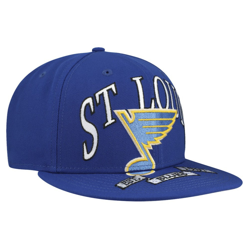 St. Louis Blues New Era Oversized Vintage Arch 59Fifty Fitted Hat - Blue | New Era Clearance
