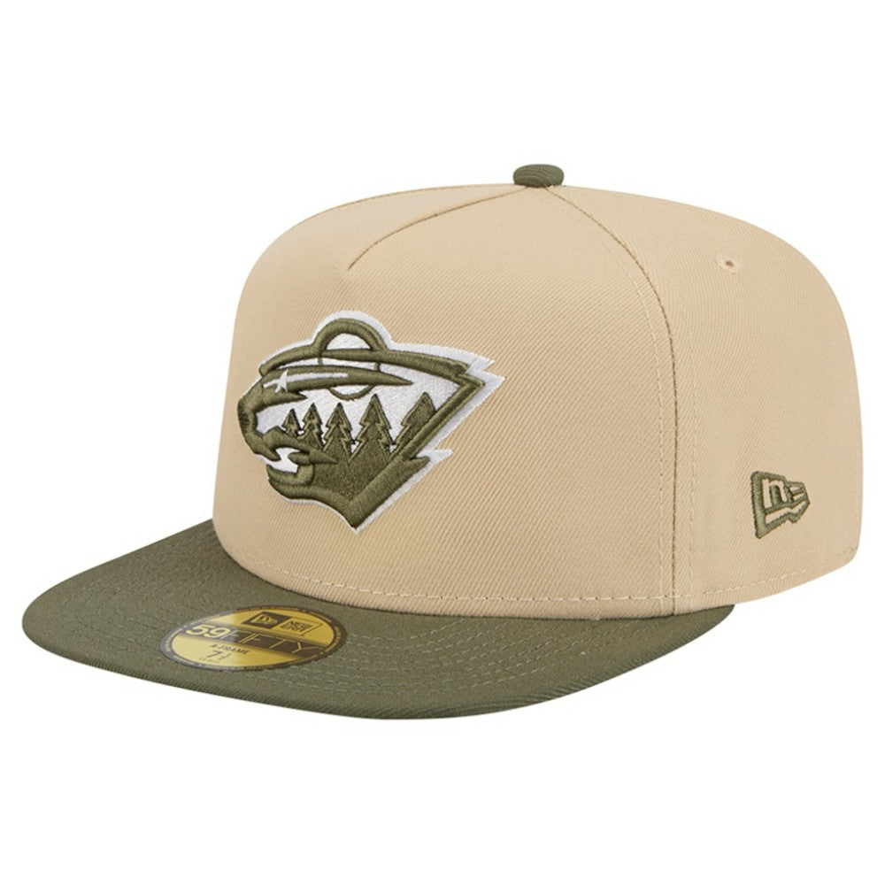 Minnesota Wild New Era Color Pack Two-Tone 59FIFTY A-Frame Fitted Hat - Tan/Olive | New Era on sale