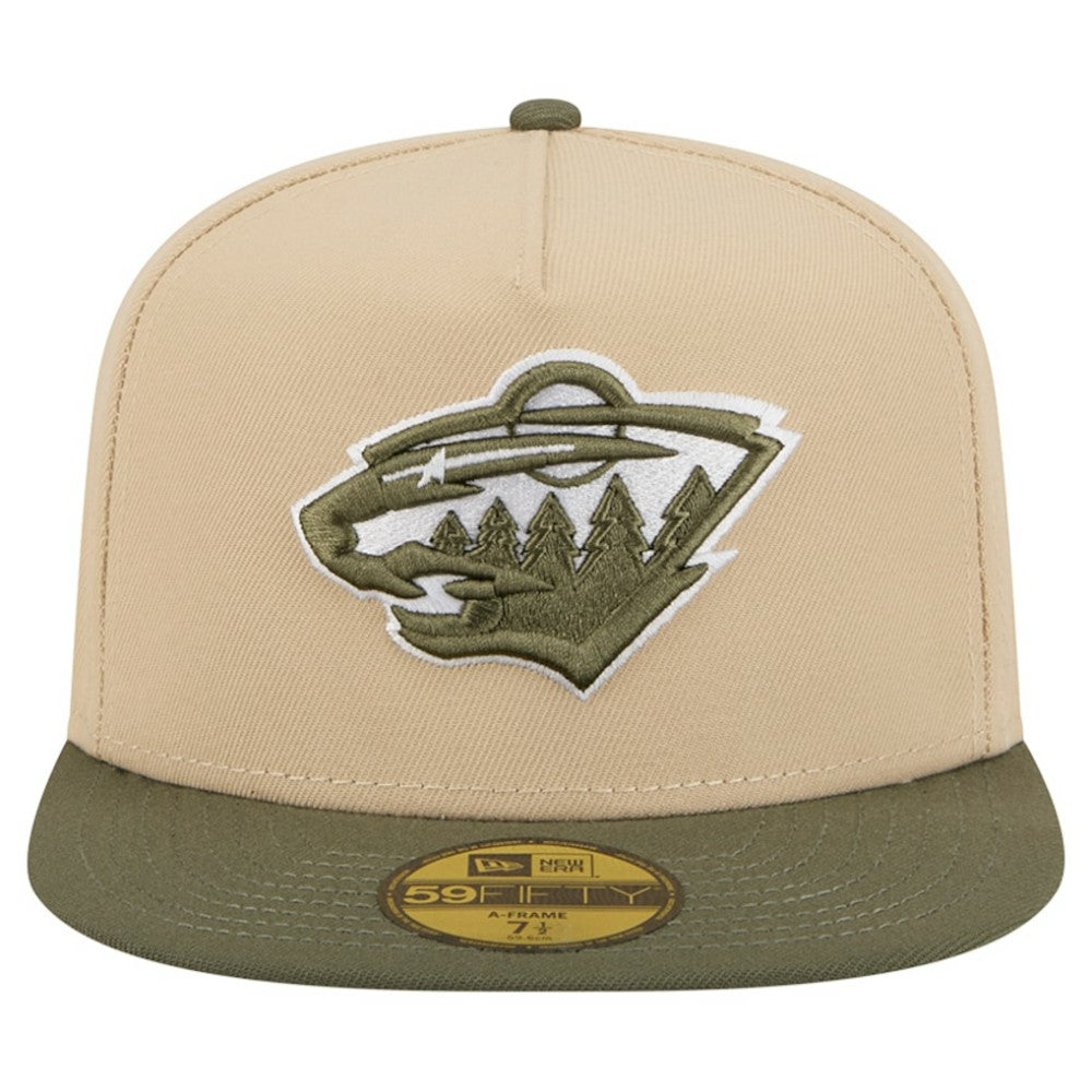Minnesota Wild New Era Color Pack Two-Tone 59FIFTY A-Frame Fitted Hat - Tan/Olive | New Era on sale