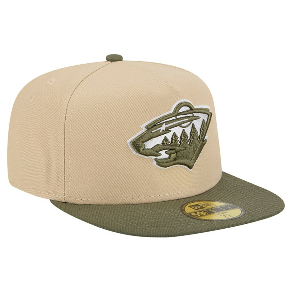 Minnesota Wild New Era Color Pack Two-Tone 59FIFTY A-Frame Fitted Hat - Tan/Olive | New Era on sale