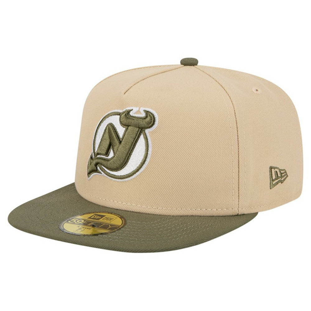 New Jersey Devils New Era Color Pack Two-Tone 59FIFTY A-Frame Fitted Hat - Tan/Olive | New Era online