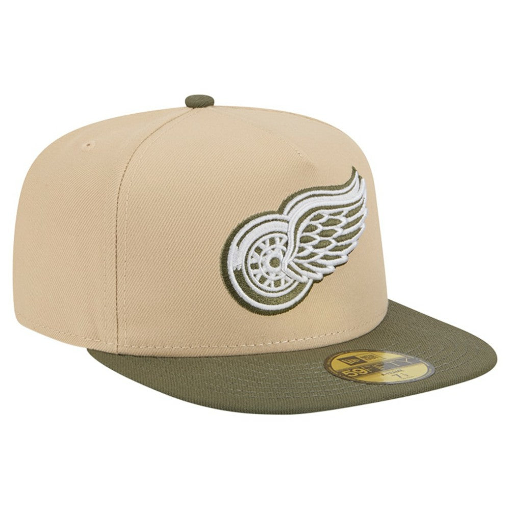 Detroit Red Wings New Era Color Pack Two-Tone 59FIFTY A-Frame Fitted Hat - Tan/Olive | New Era discount