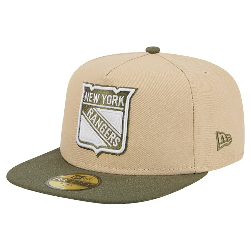 New York Rangers New Era Color Pack Two-Tone 59FIFTY A-Frame Fitted Hat - Tan/Olive | New Era discount