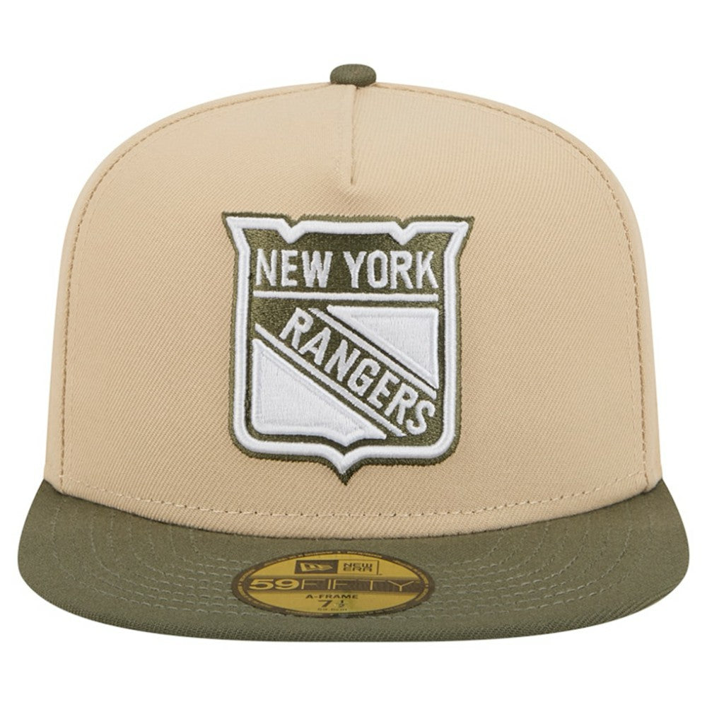 New York Rangers New Era Color Pack Two-Tone 59FIFTY A-Frame Fitted Hat - Tan/Olive | New Era discount