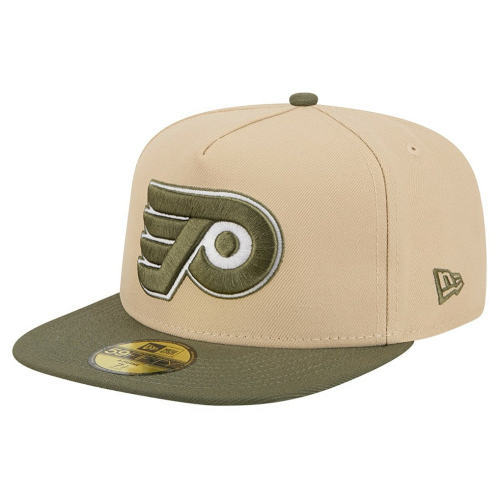 Philadelphia Flyers New Era Color Pack Two-Tone 59FIFTY A-Frame Fitted Hat - Tan/Olive | New Era Lifestyle