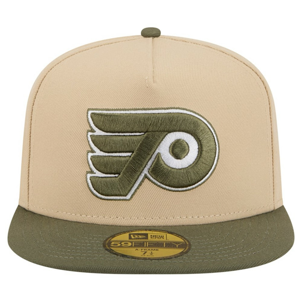 Philadelphia Flyers New Era Color Pack Two-Tone 59FIFTY A-Frame Fitted Hat - Tan/Olive | New Era Lifestyle