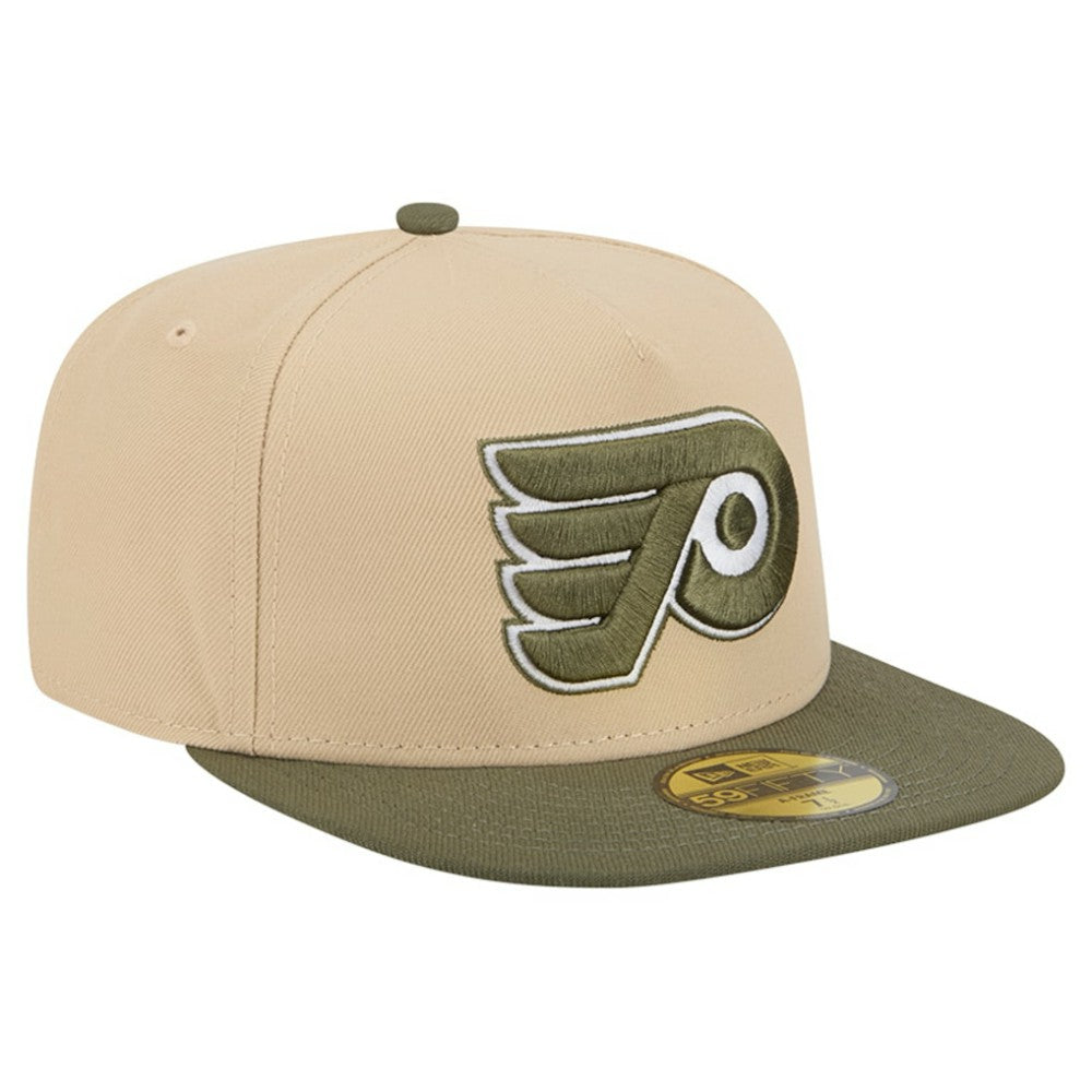 Philadelphia Flyers New Era Color Pack Two-Tone 59FIFTY A-Frame Fitted Hat - Tan/Olive | New Era Lifestyle