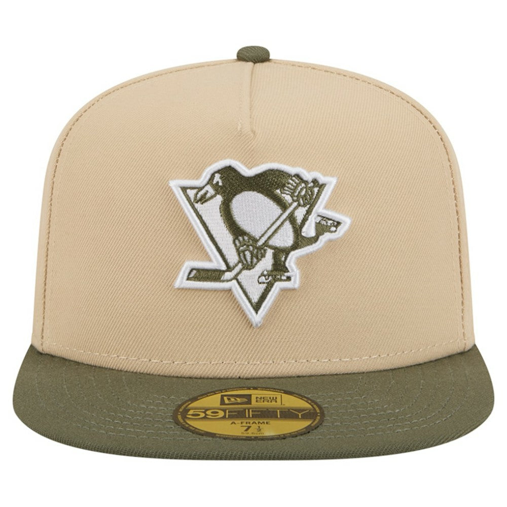 Pittsburgh Penguins New Era Color Pack Two-Tone 59FIFTY A-Frame Fitted Hat - Tan/Olive | New Era Lifestyle