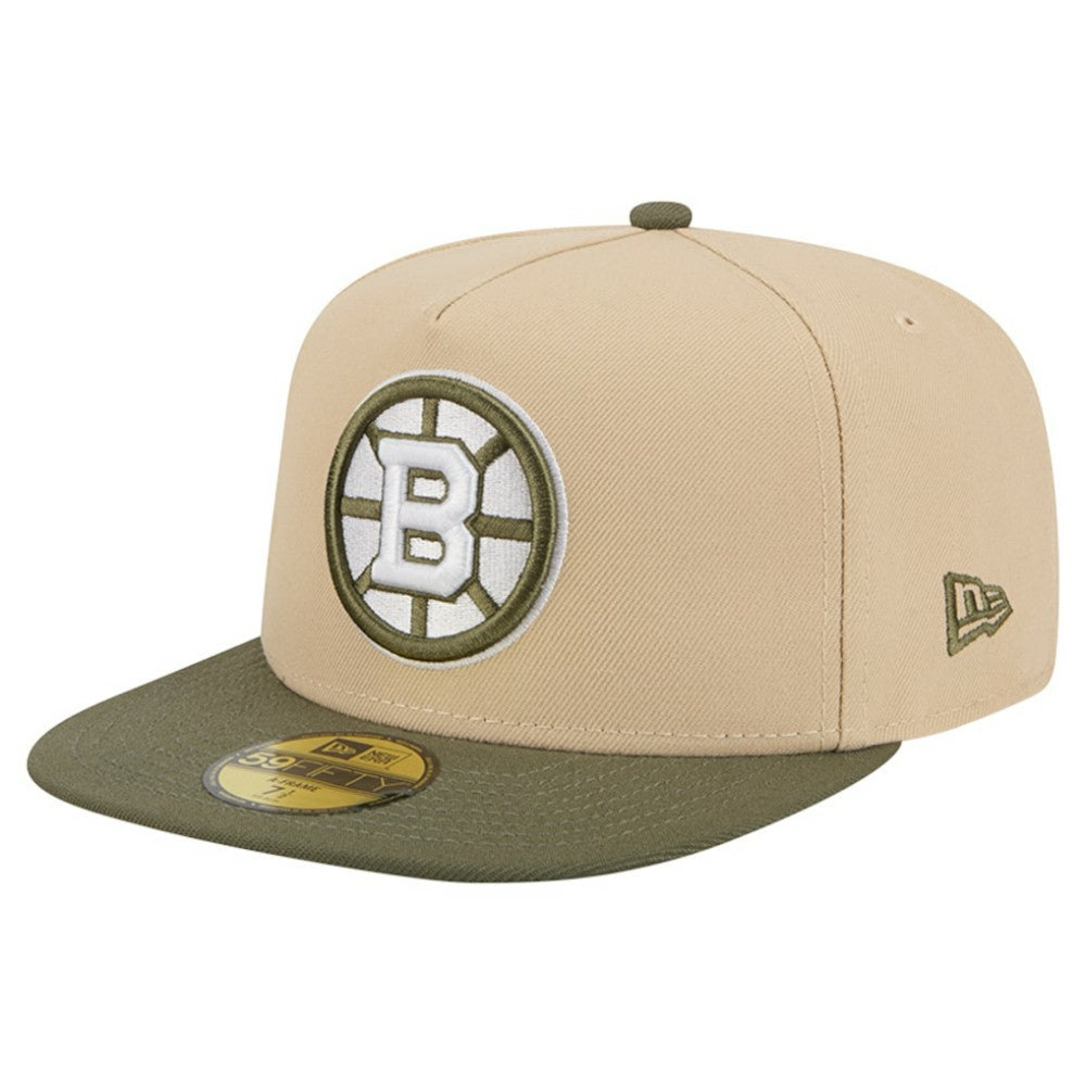 Boston Bruins New Era Color Pack Two-Tone 59FIFTY A-Frame Fitted Hat - Tan/Olive | New Era sale