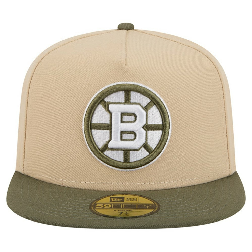 Boston Bruins New Era Color Pack Two-Tone 59FIFTY A-Frame Fitted Hat - Tan/Olive | New Era sale