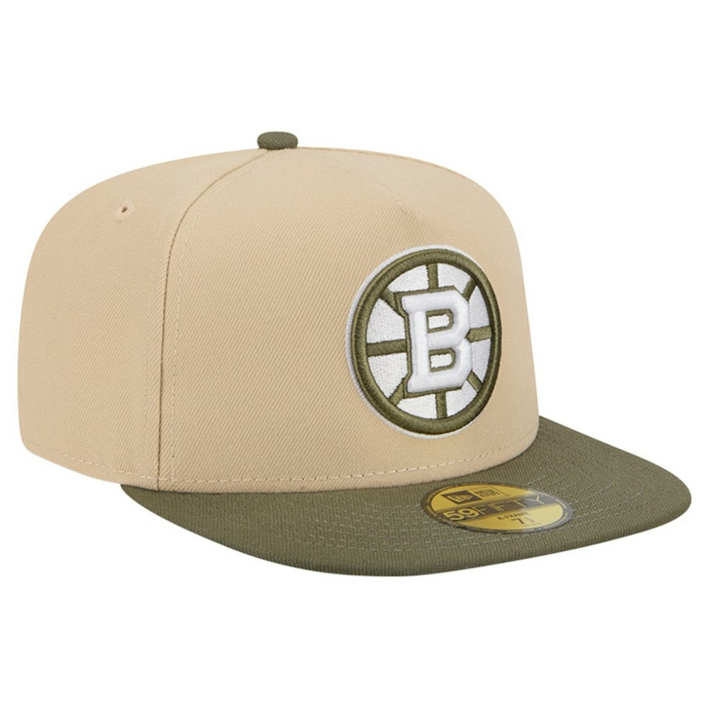 Boston Bruins New Era Color Pack Two-Tone 59FIFTY A-Frame Fitted Hat - Tan/Olive | New Era sale