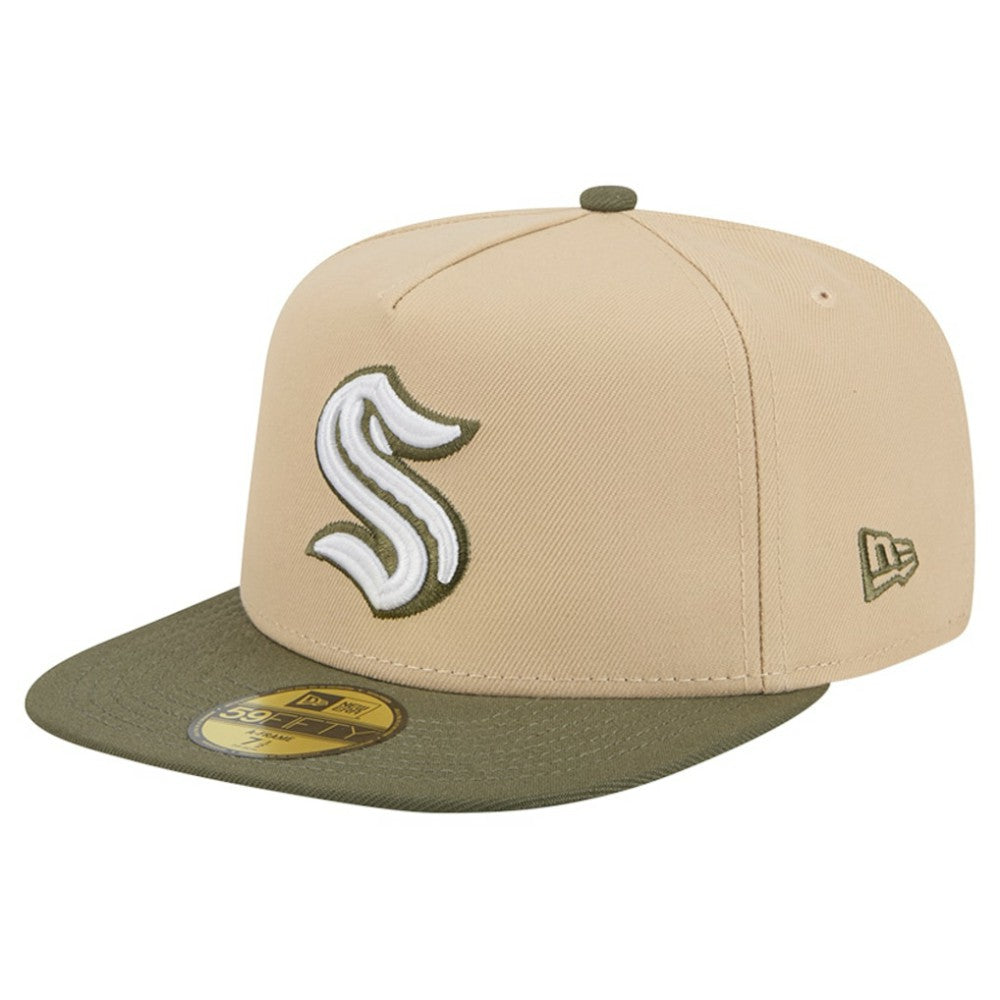 Seattle Kraken New Era Color Pack Two-Tone 59FIFTY A-Frame Fitted Hat - Tan/Olive | New Era on sale