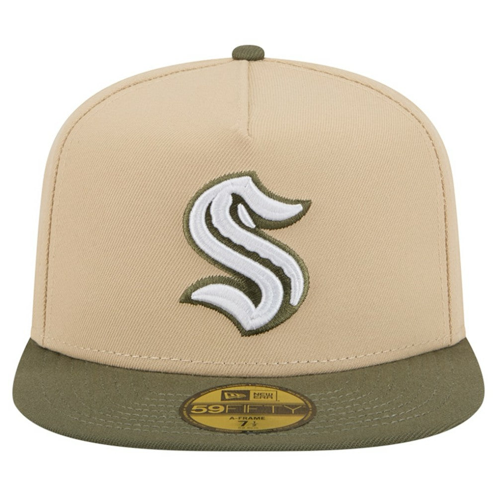 Seattle Kraken New Era Color Pack Two-Tone 59FIFTY A-Frame Fitted Hat - Tan/Olive | New Era on sale