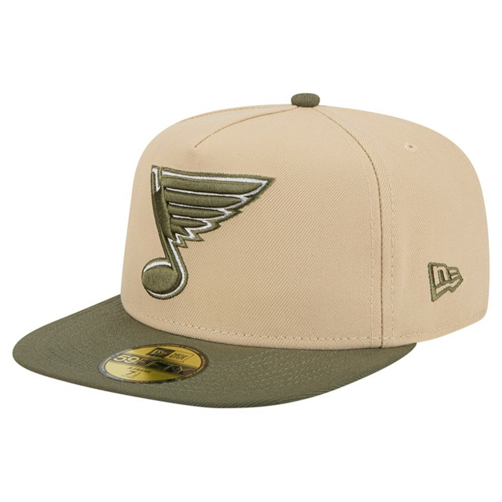 St. Louis Blues New Era Color Pack Two-Tone 59FIFTY A-Frame Fitted Hat - Tan/Olive | New Era discount
