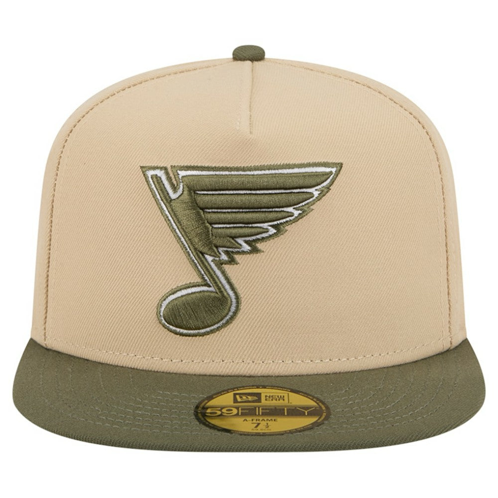 St. Louis Blues New Era Color Pack Two-Tone 59FIFTY A-Frame Fitted Hat - Tan/Olive | New Era discount