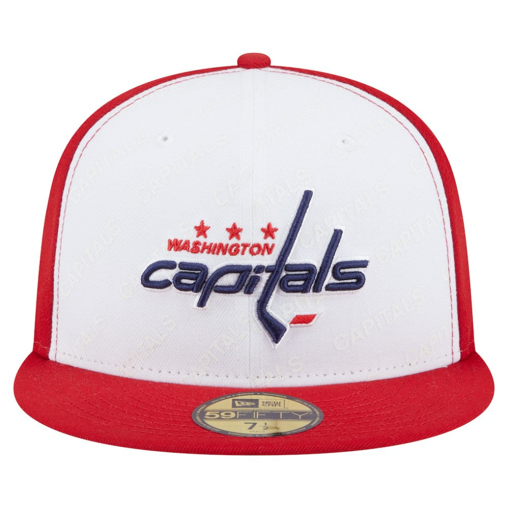 Washington Capitals New Era Repeat Two-Tone 59FIFTY Fitted Hat - White/Red | New Era Clearance
