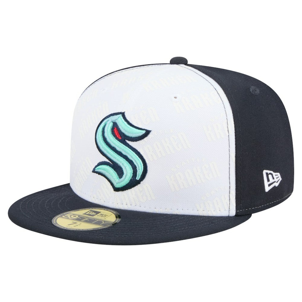 Seattle Kraken New Era Repeat Two-Tone 59FIFTY Fitted Hat - White/Deep Sea Blue | New Era near me