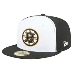 Boston Bruins New Era Repeat Two-Tone 59FIFTY Fitted Hat - White/Black | New Era Clearance