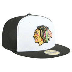 Chicago Blackhawks New Era Repeat Two-Tone 59FIFTY Fitted Hat - White/Black | New Era Clearance