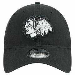 Chicago Blackhawks New Era Stamp Fabric Applique 9TWENTY Adjustable Hat - Black | New Era discount