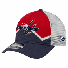 Washington Capitals New Era Hockey Sock 9FORTY A-Frame M-Crown Adjustable Trucker Hat - Navy/Red | New Era discount