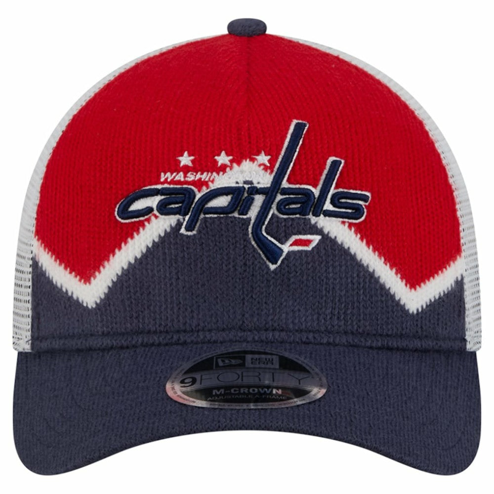 Washington Capitals New Era Hockey Sock 9FORTY A-Frame M-Crown Adjustable Trucker Hat - Navy/Red | New Era discount