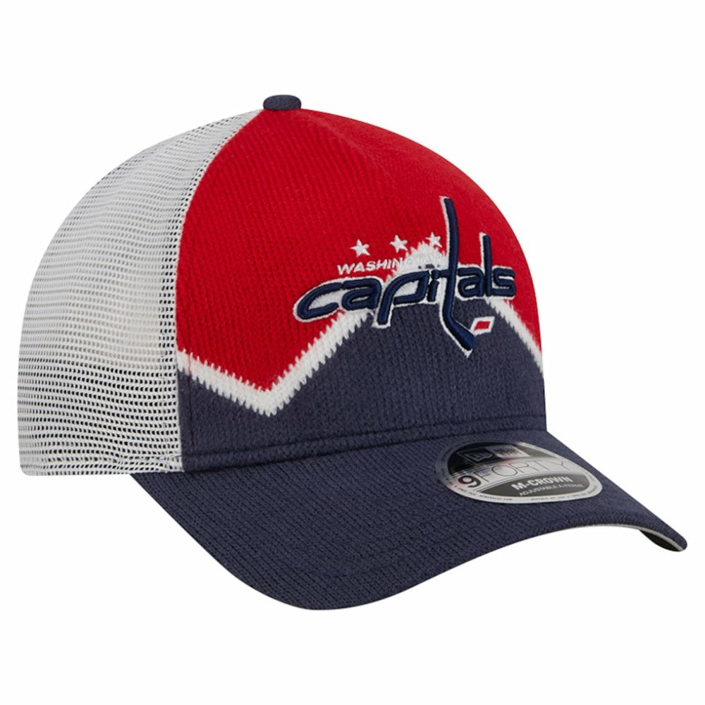 Washington Capitals New Era Hockey Sock 9FORTY A-Frame M-Crown Adjustable Trucker Hat - Navy/Red | New Era discount