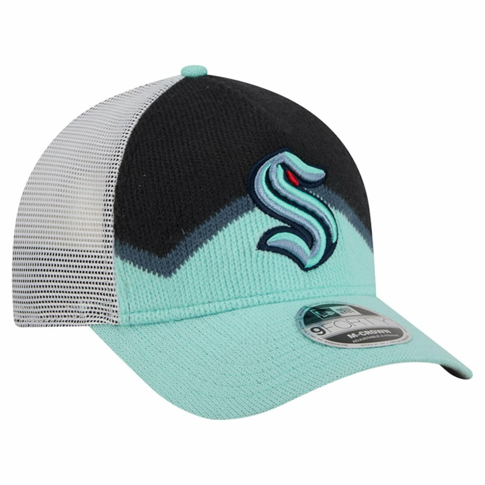 Seattle Kraken New Era Hockey Sock 9FORTY A-Frame M-Crown Adjustable Trucker Hat - Light Blue/Deep Sea Blue | New Era discount