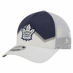 Toronto Maple Leafs New Era Hockey Sock 9FORTY A-Frame M-Crown Adjustable Trucker Hat - White/Blue | New Era near me