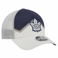 Toronto Maple Leafs New Era Hockey Sock 9FORTY A-Frame M-Crown Adjustable Trucker Hat - White/Blue | New Era near me
