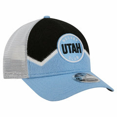 Utah Mammoth New Era Hockey Sock 9FORTY A-Frame M-Crown Adjustable Trucker Hat - Light Blue/Black | New Era on sale
