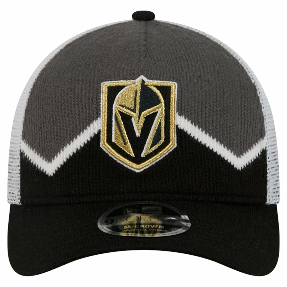Vegas Golden Knights New Era Hockey Sock 9FORTY A-Frame M-Crown Adjustable Trucker Hat - Black/Gray | New Era sale