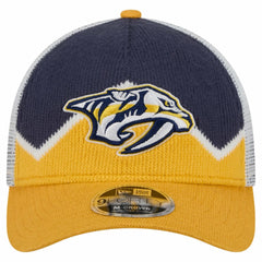 Nashville Predators New Era Hockey Sock 9FORTY A-Frame M-Crown Adjustable Trucker Hat - Gold/Navy | New Era online