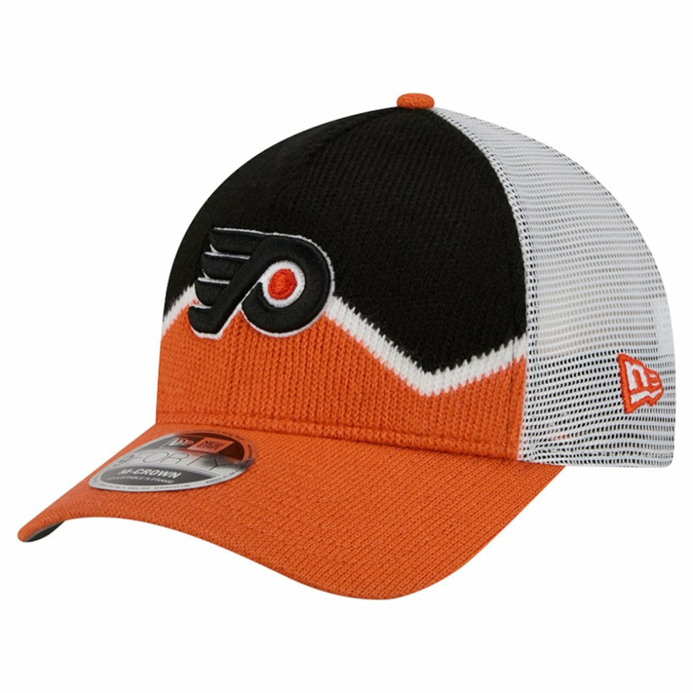 Philadelphia Flyers New Era Hockey Sock 9FORTY A-Frame M-Crown Adjustable Trucker Hat - Orange/Black | New Era Lifestyle