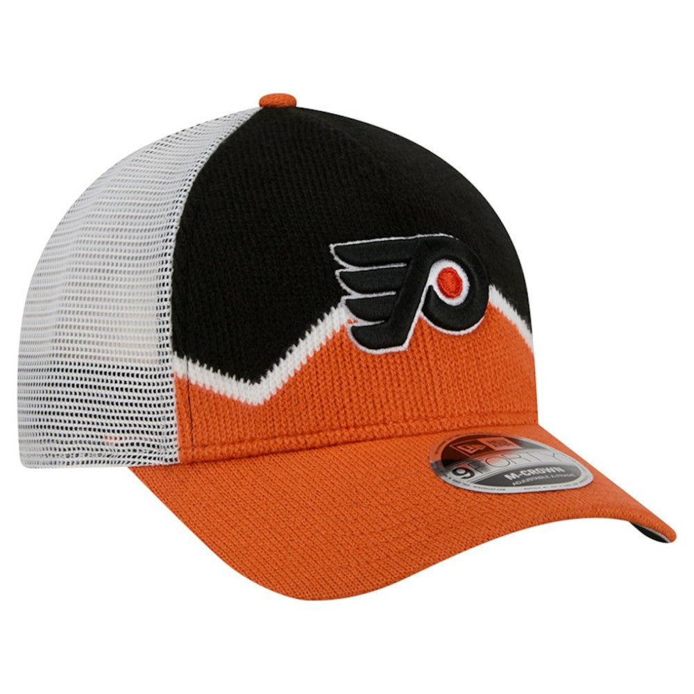 Philadelphia Flyers New Era Hockey Sock 9FORTY A-Frame M-Crown Adjustable Trucker Hat - Orange/Black | New Era Lifestyle
