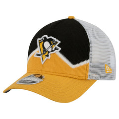 Pittsburgh Penguins New Era Hockey Sock 9FORTY A-Frame M-Crown Adjustable Trucker Hat - Gold/Black | New Era discount