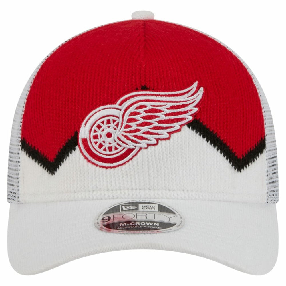 Detroit Red Wings New Era Hockey Sock 9FORTY A-Frame M-Crown Adjustable Trucker Hat - White/Red | New Era near me