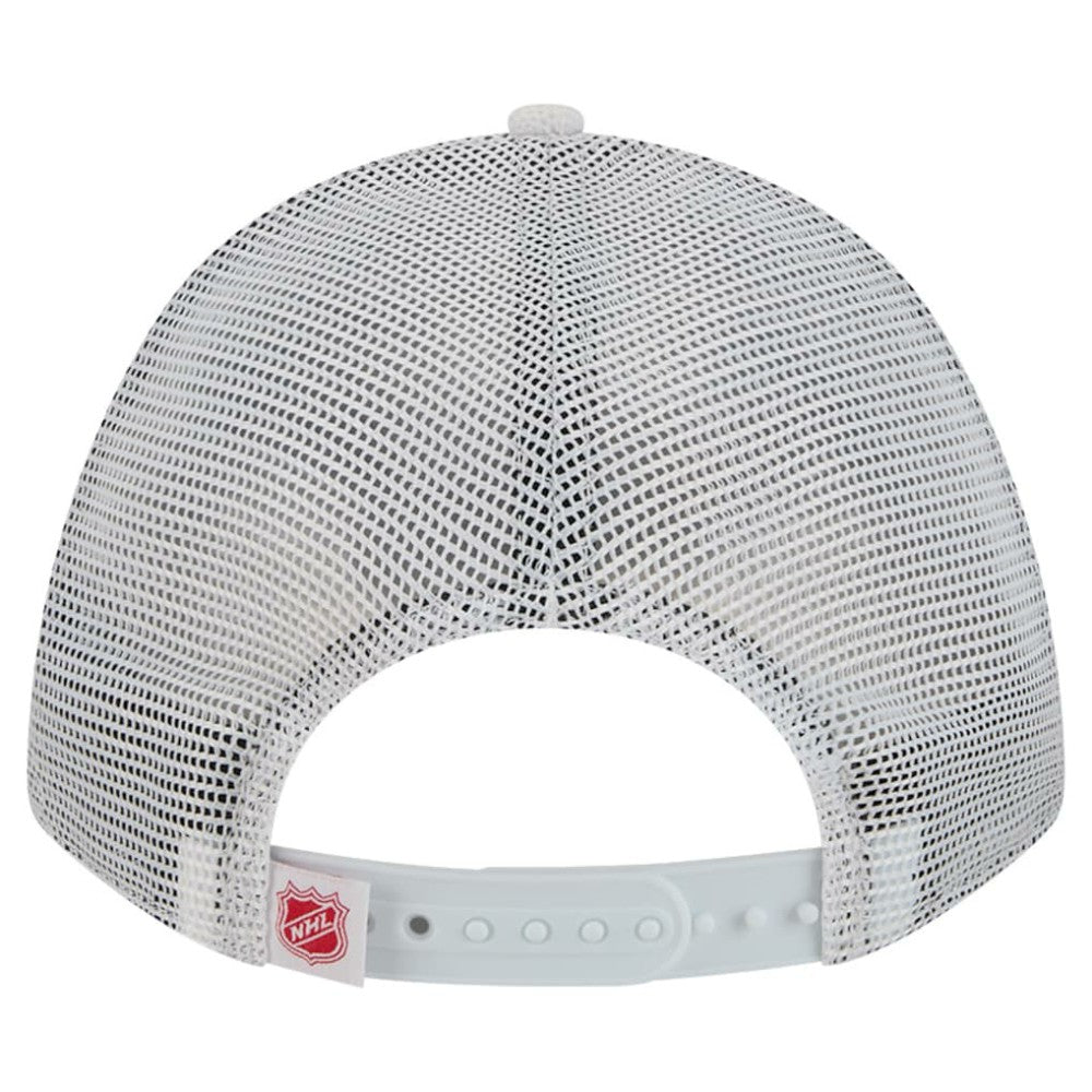 Detroit Red Wings New Era Hockey Sock 9FORTY A-Frame M-Crown Adjustable Trucker Hat - White/Red | New Era near me