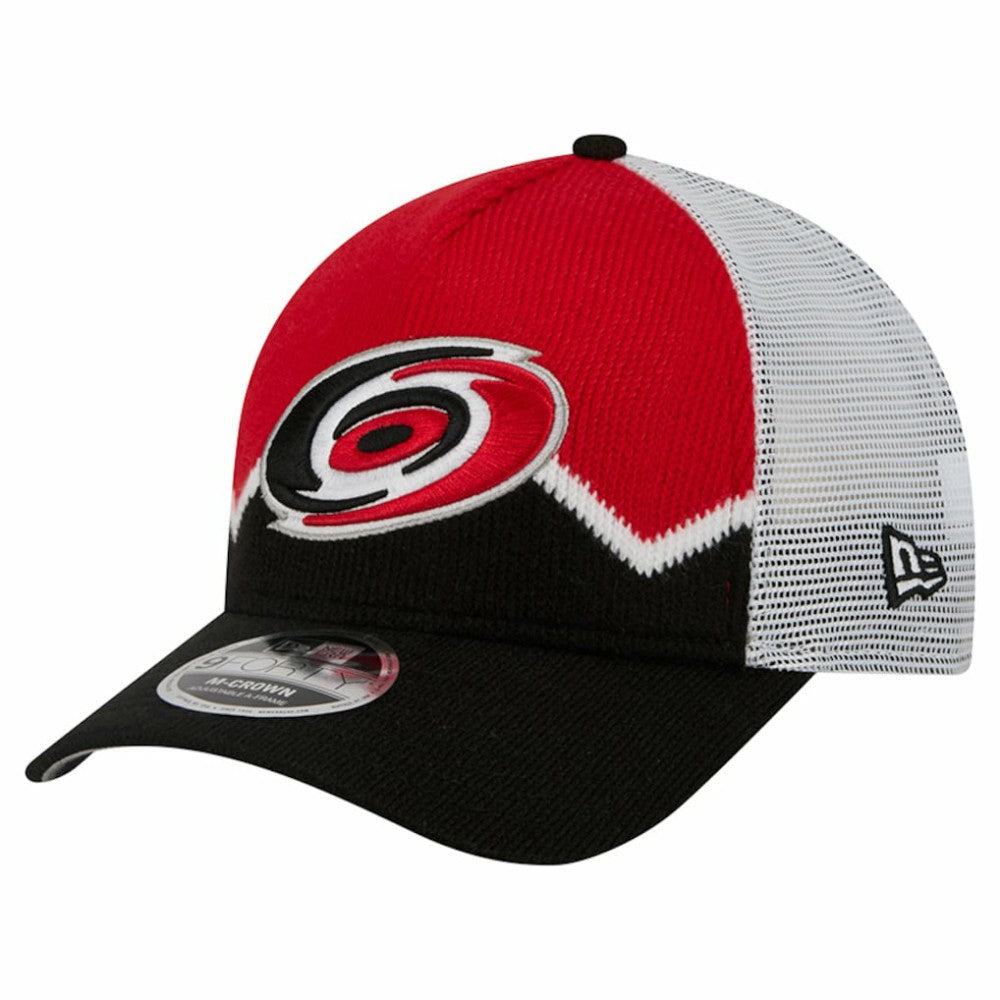 Carolina Hurricanes New Era Hockey Sock 9FORTY A-Frame M-Crown Adjustable Trucker Hat - Black/Red | New Era sale
